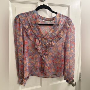 Zara Sheer Floral Top XS EUC